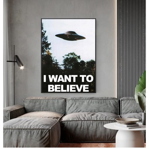 Canvas Painting Decorative Picture Home Decor I WANT TO BELIEVE The X Files Art Silk Or