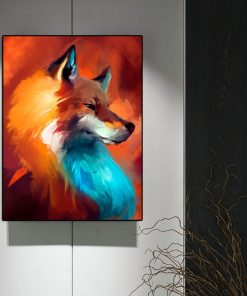 Canvas Painting Nordic Animal Posters and Prints Abstract Fox Oil Painting Wall Pictures for Kids Living 1