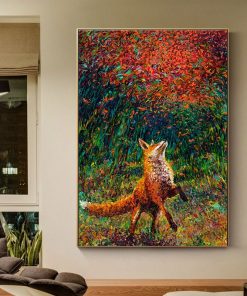 Canvas Painting Nordic Animal Posters and Prints Abstract Fox Oil Painting Wall Pictures for Kids Living 2