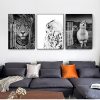 Canvas Painting Pictures for Living Room Home Decor Jaguar Cow Cute Alpaca Animal Poster and Prints