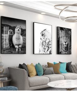 Canvas Painting Pictures for Living Room Home Decor Jaguar Cow Cute Alpaca Animal Poster and Prints 3