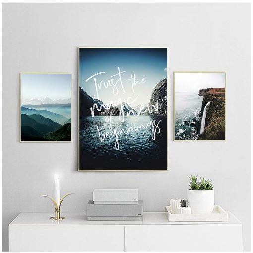 Canvas Painting Scandinavian Home Decoration Nature Landscape Poster Nordic Style Mountain Love Quotes Print Wall Art 2
