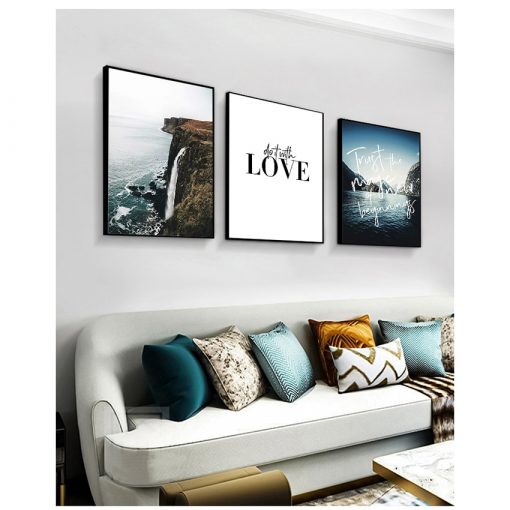 Canvas Painting Scandinavian Home Decoration Nature Landscape Poster Nordic Style Mountain Love Quotes Print Wall Art 3