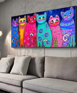 Cartoon Cute Cat Modern Posters And Prints Canvas Painting Wall Picture For Living Room Kid s 1