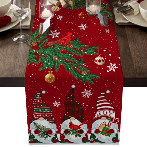 Christmas Snowman Snowflake Pine Branches Table Runner for Dining Table Wedding Party Accessories Table Runner Table 1