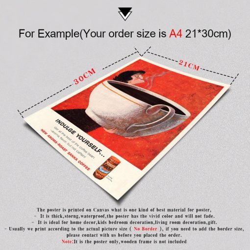 Coffee Guide Poster Canvas Painting Kitchen Wall Decor Coffee Giant Cup Coffee Watercolor Print Bar Cafe 5