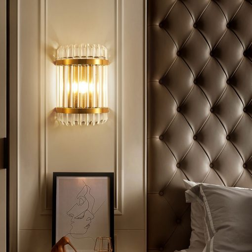 Crystal Wall Lamp Golden Modern Indoor Wall Light for Bedroom Bedside Living Room Decoration LED Sconce 4