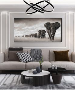 Cuadros Wall Art Pictures For Living Room Black Africa Elephants Wild Animals Canvas Painting Scandinavia s 2