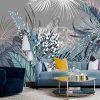 Custom 3D Wall Mural Nordic INS Hand painted Retro Tropical Plant Palm Leaf Southeast Asian Indoor