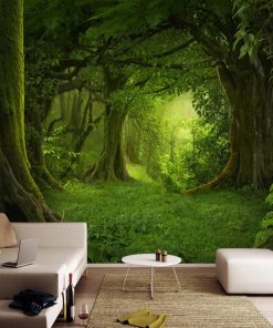 Custom Photo Wall Paper 3D Stereoscopic Space Green Forest Landscape Painting Mural Wallpaper For Living Room 1