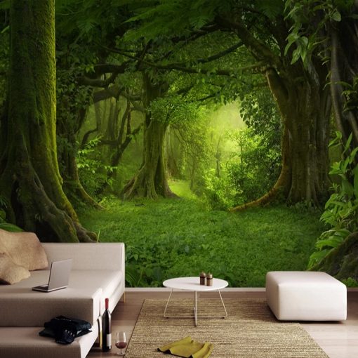 Custom Photo Wall Paper 3D Stereoscopic Space Green Forest Landscape Painting Mural Wallpaper For Living Room 1