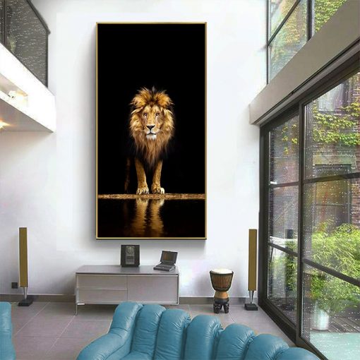 DDHH Wall Art Canvas Painting Modern Animal Golden Lion Wild Animal Picture Mural Prints Posters For 2