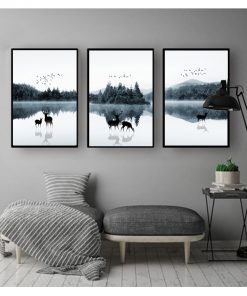 Decoration Animal Deer Family Forest Lanscape Picture for Living Room Home Office Decor 2 34 Canvas 3