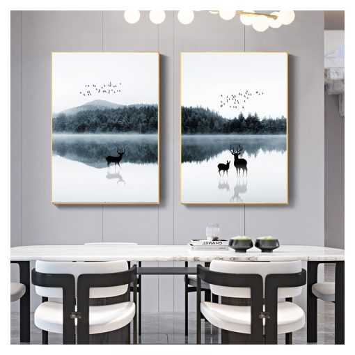 Decoration Animal Deer Family Forest Lanscape Picture for Living Room Home Office Decor 2 34 Canvas 4