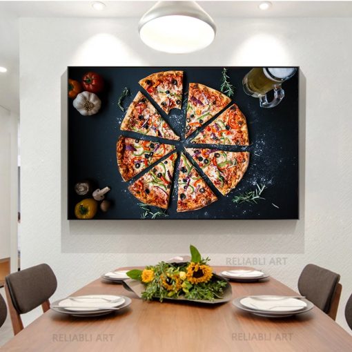 Delicious Pizza Pictures Canvas Painting Veg Pizza Italy Wall Art Food Posters and Prints for Restaurant 1