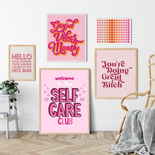 Funny Quote Art Poster Print Modern Inspirational Girl Power Dot Self Care Wall Canvas Makeup Office