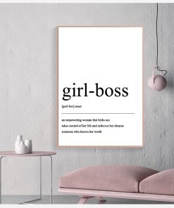 Girl boss Quotes Painting Black White Wall Pictures Home Woman Room Decor Coco Fashion Definition Wall 2