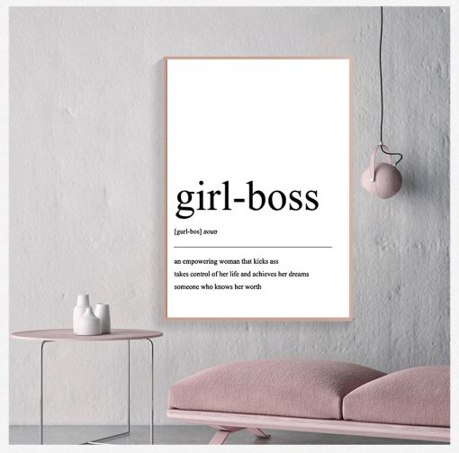 Girl boss Quotes Painting Black White Wall Pictures Home Woman Room Decor Coco Fashion Definition Wall 2