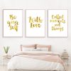 Gold English Quote Wall Art Canvas Painting Posters Children Room Art Wall Decorative Office Art Wall