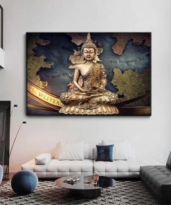 Golden Buddha Canvas Painting Religious Art Buddhism Poster Interior Home Decoration Mural No Frame 3