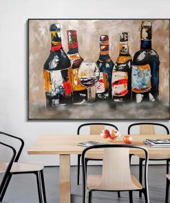Graffiti Print and Poster Abstract Red Wine Glass Canvas Painting Dining Room Kitchen Home Decoration Wall 1
