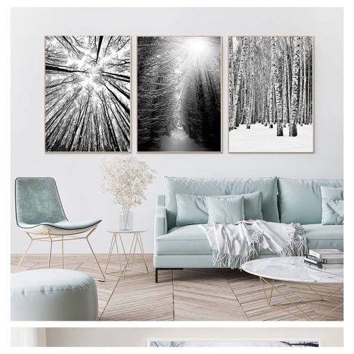 Home Decor Art Prints Tall Trees Forest Natural Wall Pictures Living Room Art Decoration Picture Nordic 4