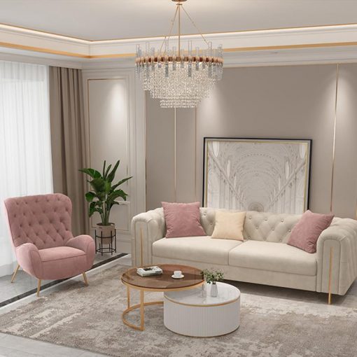 Italian Light Luxury Minimalist Living Room Fabric Postmodern Technology Cloth Leather Corner Sofa Combination 1