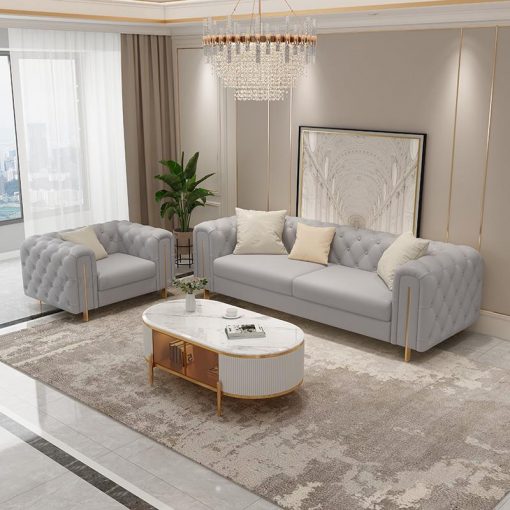 Italian Light Luxury Minimalist Living Room Fabric Postmodern Technology Cloth Leather Corner Sofa Combination 2