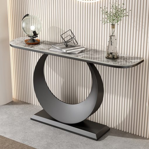 Italian Light Luxury Stone Plate Console Half round Cabinet Modern Minimalist Wall Mounted Console Tables Side