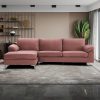 L Shaped Sofa Left Hand Facing Soft and Comfortable Velvet Surface Solid Wood Frame Structure for