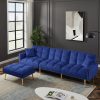 L Shaped Sofa Velvet Sofa Upholstered Convertible Modular Sofa Bed with Metal Legs Living Room Home