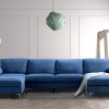 LOUNGE Convertible Sectional Sofa Navy Blue Fabric