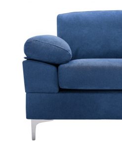 LOUNGE Convertible Sectional Sofa Navy Blue Fabric 4