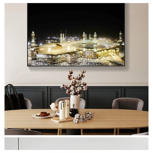 Landscape Oil Painting Religious Architecture Muslim Mosque Wall Picture for Living Room Cuadros HD Print Mecca 4