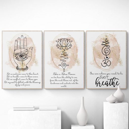 Lotus Flower Quote Print Yoga Poster Buddha Wall Art Canvas Painting Namaste Meditation Picture Home Room