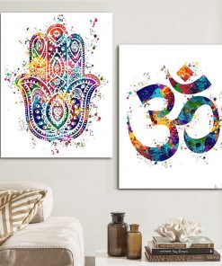 Meditation Buddhism Hamsa Fatima Hand Hanging Painting Spirit Buddha Bedroom Wall Painting Yoga Decorative Painting 3