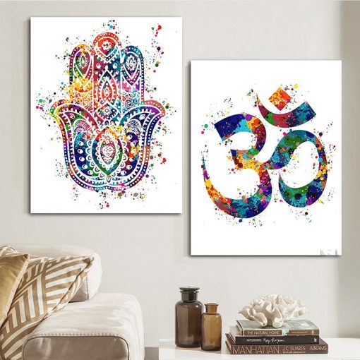 Meditation Buddhism Hamsa Fatima Hand Hanging Painting Spirit Buddha Bedroom Wall Painting Yoga Decorative Painting 3