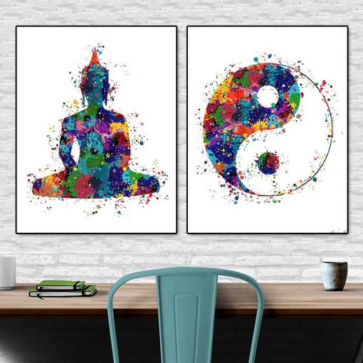 Meditation Buddhism Hamsa Fatima Hand Hanging Painting Spirit Buddha Bedroom Wall Painting Yoga Decorative Painting 5