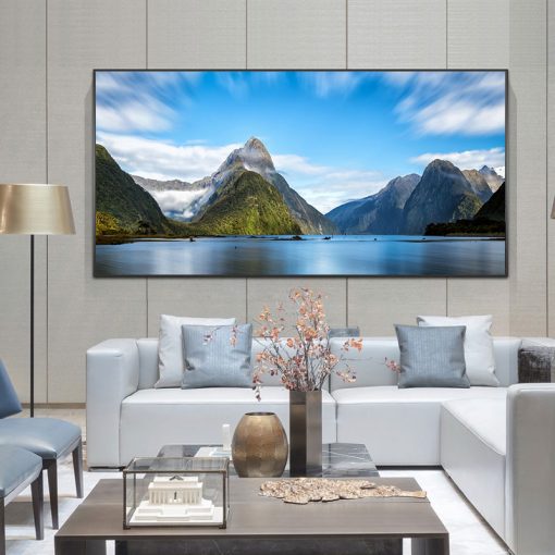 Milford Sound New Zealand Landscape Canvas Painting Natural Mountain Posters Wall Art Picture for Living Room 3