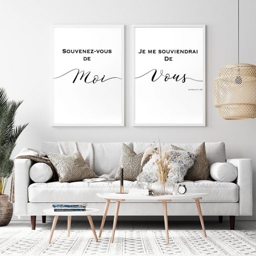 Minimalist Quote Poster Moi Vous Nordic Canvas Painting Couple Family Art Print French Modern Wall Picture 3