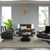 Modern 3 Piece Sofa Set with Metal Feets Faux Leather Lounge Chair Double Recliner with Solid