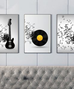 Modern Abstract Guitar Record Note Canvas Painting Wall Art Nordic Posters and Prints for Office Living 1