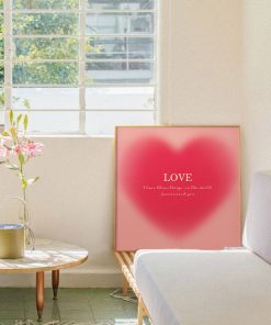Modern Art Nordic Pink Heart Love Wedding Decorative Painting Wall Art Nordic Abstract Posters Prints for 4