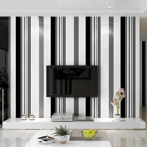 Modern Black and White Striped Wallpaper High Quality Paper Wall Paper for Living Room Bedroom Mural 1