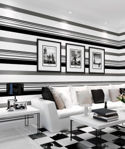 Modern Black and White Striped Wallpaper High Quality Paper Wall Paper for Living Room Bedroom Mural 2