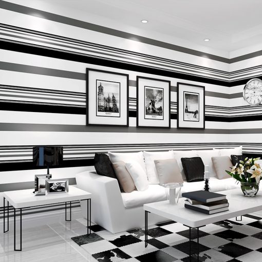 Modern Black and White Striped Wallpaper High Quality Paper Wall Paper for Living Room Bedroom Mural 2