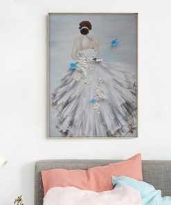 Modern Dancing Girl Figure Oil Painting on Canvas Wall Art Romantic Dancer Bride for Bedroom Living 2