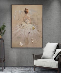 Modern Dancing Girl Figure Oil Painting on Canvas Wall Art Romantic Dancer Bride for Bedroom Living 4