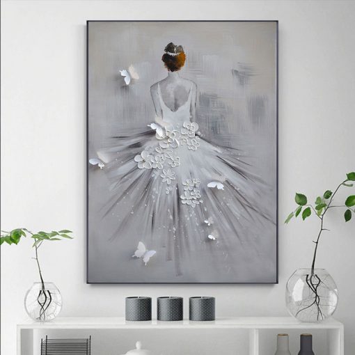Modern Dancing Girl Figure Oil Painting on Canvas Wall Art Romantic Dancer Bride for Bedroom Living 5