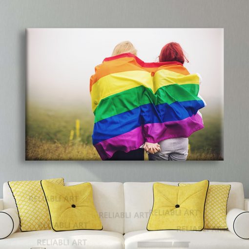 Modern LGBT Rainbow Flag Canvas Painting LGBT Art Wall Art Gay Flag Posters and Prints for 3